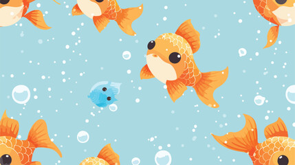 Cute gold fish in water seamless pattern design