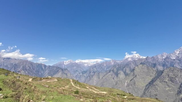 view from the top of the mountain, Auli, Chamoli, Uttarakhand