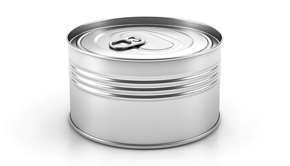 One closed tin can isolated on white