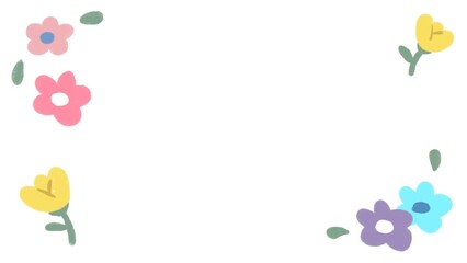 cute tiny colorful flowers with leave frame in white background. paper , note , planner , diary and presentation background decoration.