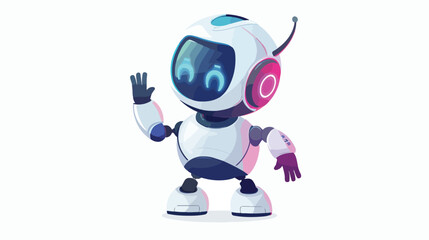Obraz na płótnie Canvas Cute robot toy waving with hand gesturing hi. Funny