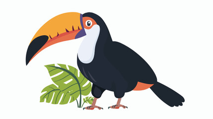 Cute toucan. Tropical exotic bird with big beak. Kids