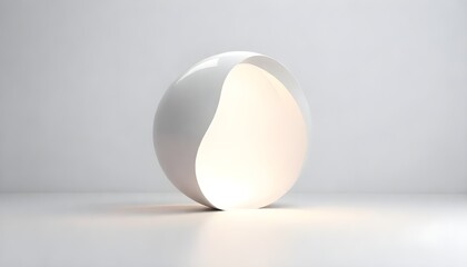 Fototapeta na wymiar A white table lamp with an oblong shape sits on a surface, providing illumination in a room