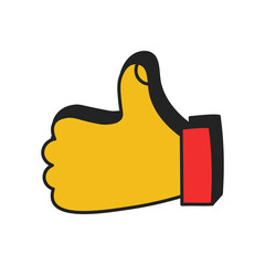 Thumbs up hand gesture icon. Colorful like sign. Ok good accept approve success sticker. Vector illustration for social media
