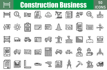 Construction Bussiness Icons Set.Web and mobile icons.Vector illustration