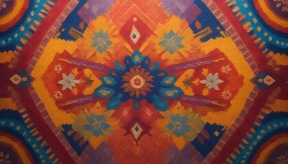 A colorful rug with a detailed and colorful design, perfect for adding a pop of color and style to any room