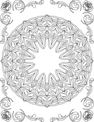 Printable Mandala Coloring Page for Adults. Educational Resources for School for Kids. Adults Coloring Book. Mandala Coloring Activity Worksheet.