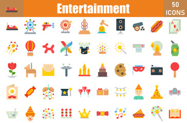 Entertainment Icons Set.Web and mobile icons.Vector illustration