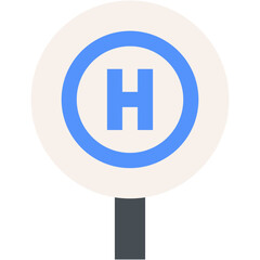 Fototapeta premium Vector Icon Hospital, sign, road sign, medical sign, traffic sign