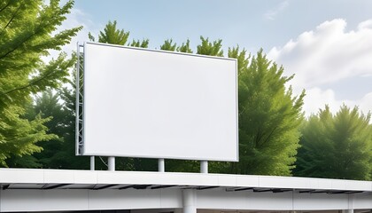 An empty billboard stands on the roof of a city building, overlooking the urban landscape below