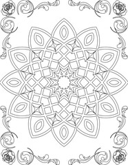 Printable Mandala Coloring Page for Adults. Educational Resources for School for Kids. Adults Coloring Book. Mandala Coloring Activity Worksheet.