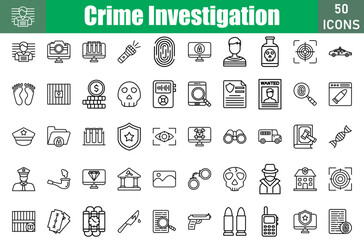Crime Investigation Icons Set.Web and mobile icons.Vector illustration