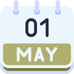 Vector Icon Calendar, May, one, 1, calendar date, monthly calendar, time and date, month, schedule