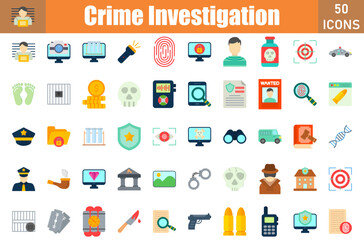 Crime Investigation Icons Set.Web and mobile icons.Vector illustration