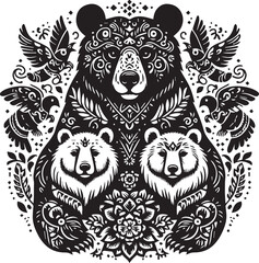 Fototapeta premium Bears Alpona Black Vector art White Background Free Download