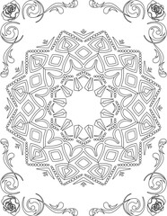 Printable Mandala Coloring Page for Adults. Educational Resources for School for Kids. Adults Coloring Book. Mandala Coloring Activity Worksheet.