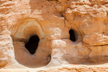 Hole in a rock. Timna park, Israel