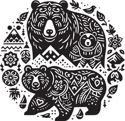 Fototapeta premium Bears Alpona Black Vector art White Background Free Download