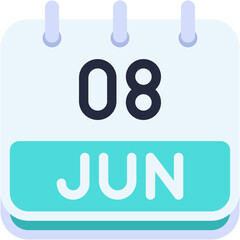 Vector Icon Calendar, june, Eight, 8, calendar date, monthly calendar, time and date, month, schedule