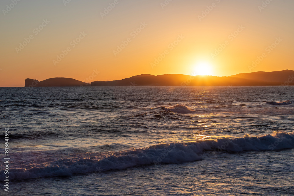 Poster sunset from the bastioni of alghero, sardinia, italy