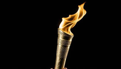 A person holding the iconic Olympic torch aloft in their hand, ready to pass on the flame in a symbolic gesture of international unity