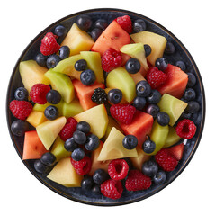 Obraz premium Fruit Salad with Mixed Berries and Melon Die Cut PNG Style Isolated on White and Transparent Background