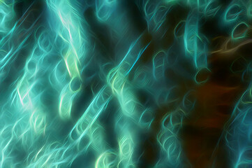 Abstract photo taken with the help of a long exposure, the photo is stylized as a picture to enhance abstraction and a more pleasant perception, turquoise, green and yellowish swirls