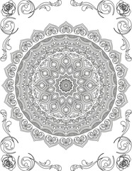 Printable Mandala Coloring Page for Adults. Educational Resources for School for Kids. Adults Coloring Book. Mandala Coloring Activity Worksheet.