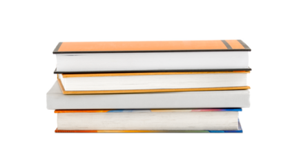 Stack of color books isolated on white background