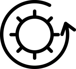 gear with loading arrow icon 