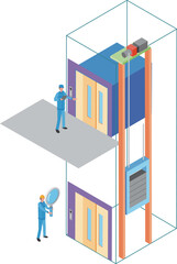 エレベーター点検作業 © Mono