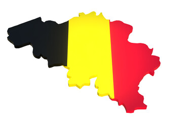 Obraz premium Belgium country map and Belgium flag colors. 3d render and 3d element NO AI.