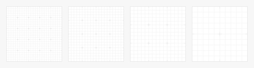 Set of square grid background with empty space. Design of square graph paper, school math sheet, grid paper sheet, notebook pattern, architectural graph paper. Vector illustration