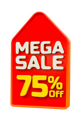 3d sales discount Number 75 percentage price tag for discount sale promotion concept by 3d render
