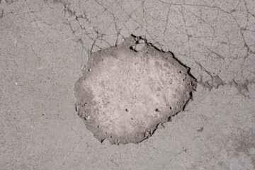 Damaged concrete floor with cracks