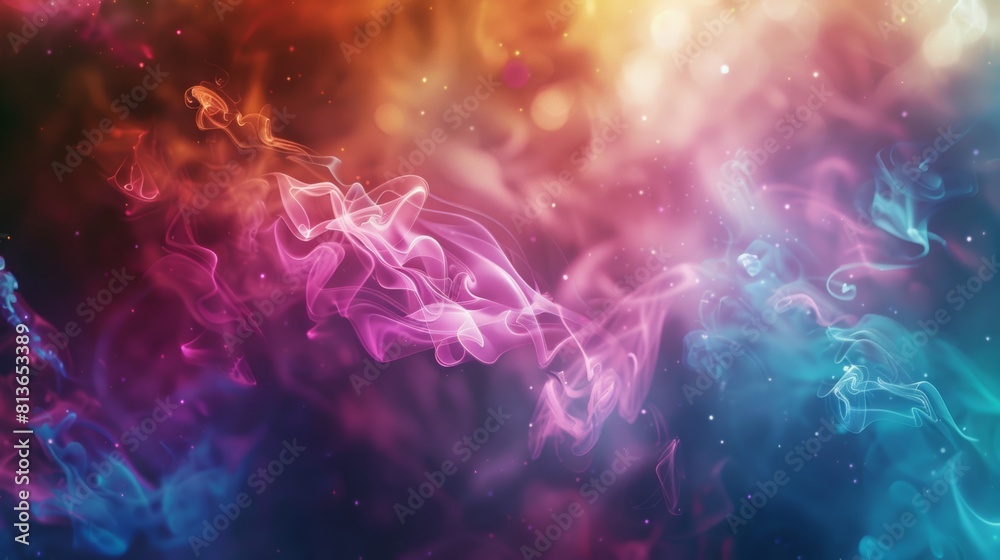 Poster organic light leaks dancing across a dark background in a variety of vibrant colors, creating a mesm
