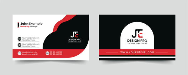 Red modern and creative business card template. Simple clean visiting card design. Luxury and elegant visit card layout. Easy editable business for design with vector illustration.