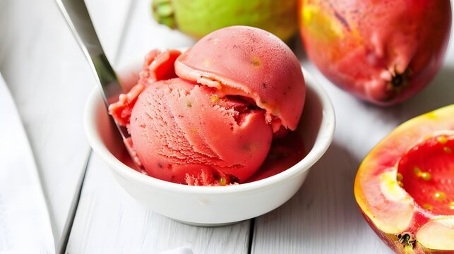 Mangaba sorbet, a refreshing dessert made from the mangaba fruit
