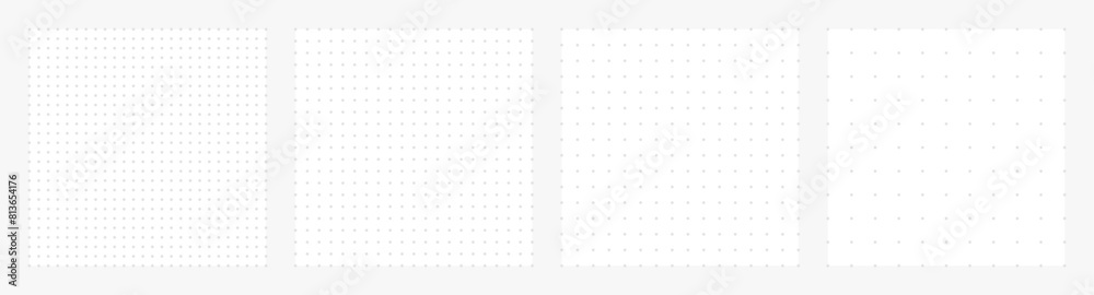 Wall mural set of dot grid background with empty space. design of square graph paper, school math sheet, grid p