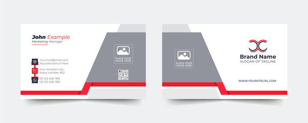 Red modern and creative business card template. Simple clean visiting card design. Luxury and elegant visit card layout. Easy editable business for design with vector illustration.