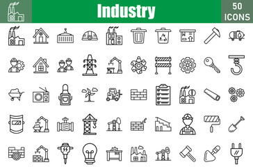 Industry Icons Set. Editable Stroke. Pixel Perfect