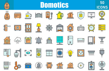 Domotics Icons Set. Editable Stroke. Pixel Perfect