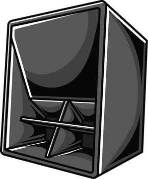 illustration of a turbo horn loaded subwoofer speaker box