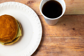hamburger on a paper plate