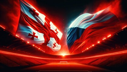 Georgia vs Czech Republic football match, country flags and stadium, UEFA Euro 2024, UEFA European Football Championship 2024, 2nd round, 2nd group stage, UEFA Nations League, UEFA Europa League