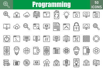 Programming Icons Set. Editable Stroke. Pixel Perfect
