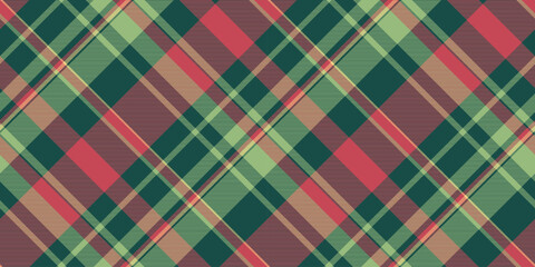 Strip fabric plaid background, layered check pattern textile. Isolation texture seamless vector tartan in teal and red colors.