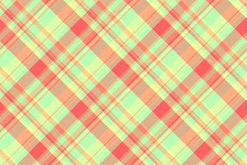 Patterned fabric vector texture, ethnic background tartan seamless. Pop check textile pattern plaid in orange and yellow colors.