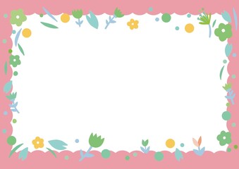 cute tiny colorful flowers with leave frame in white background. paper , note , planner , diary and presentation background decoration.