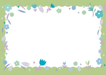 cute tiny colorful flowers with leave frame in white background. paper , note , planner , diary and presentation background decoration.